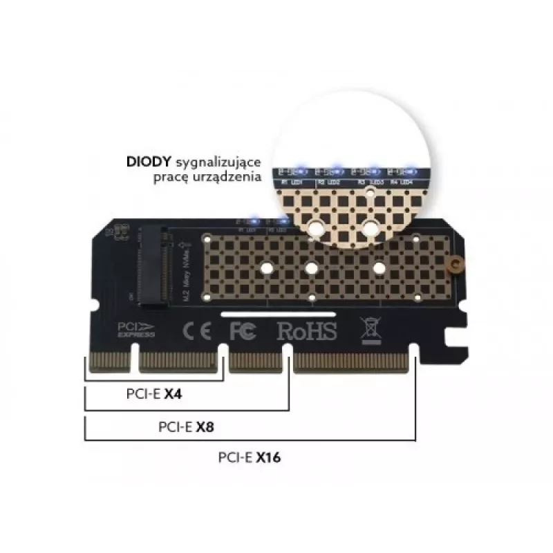 Erweiterungskarte, Adapter M.2 NVMe M-Key PCI-E Savio AK-41