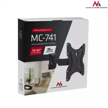 TV-Wandhalterung MACLEAN MC-741 für Bildschirme von 33–106,7 cm (13 Zoll–42 Zoll), VESA 75x75–200x200, max. Belastung 25 kg, schwarz