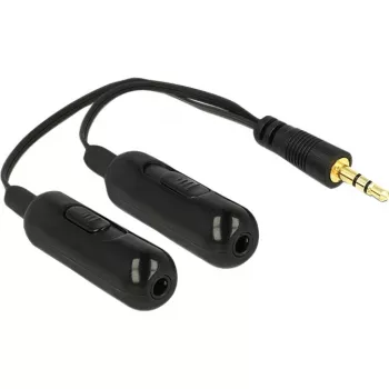 DeLOCK - Audio-Splitter - 30 AWG - Mini-Phone Stereo 3,5 mm (M) - Mini-Phone Stereo 3,5 mm (W) - 19cm - Schwarz (65683)