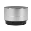 Manhattan Metallic Bluetooth-Lautsprecher, spritzwassergeschützt, Reichweite 10 m, microSD-Kartenleser, Aux 3,5 mm Anschluss, USB-A Ladekabel im Lieferumfang (5V-Ladung), Silber, Drei Jahre Garantie