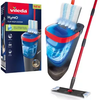Wischmopp VILEDA Mikrofaser 1200 ml Nass, 360° drehbarer Kopf, 140,5 cm Stiel, abnehmbarer maschinenwaschbarer Kopf