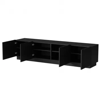 TV-Schrank cama meble LIVERTI 2000x420x480 mm, schwarze Spanplatten-Oberseite, schwarzer Rahmen