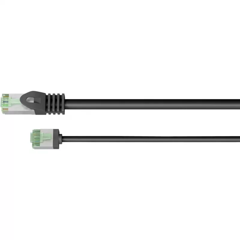 Goobay Ultra-Flexibles CAT 8.1 Patchkabel schlank U/FTP schwarz - extra-kurzer Stecker 99,9% (74354)