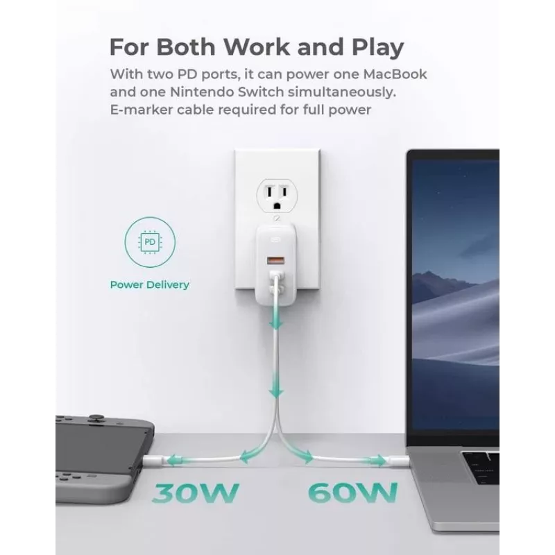 AUKEY PA-B6S Weiß Omni a Mix GaN ultraschnell Wandladegerät