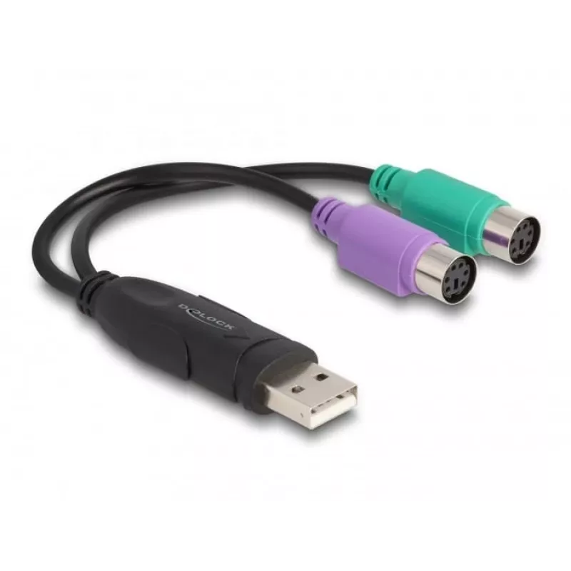 DeLOCK USB-auf-PS/2-Adapter 0,17 m 2x 6-pol. Mini-DIN USB A