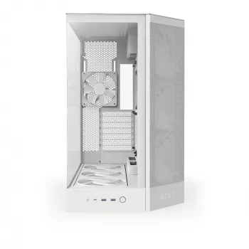 PC Midi Tower Gehäuse NZXT H9 Flow RGB+ — Weiß, unterstützt ATX/EATX/Micro-ITX, gehärtetes Glas, 3x140 mm vorne + 1x120 mm hinten Lüfter