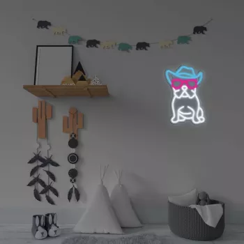 Neon Lights MANTA SNL114MT Bulldog mit Brille Neonschild