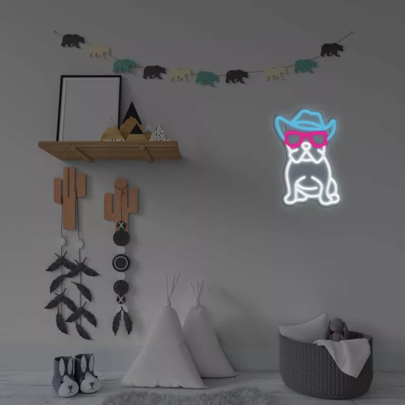Neon Lights MANTA SNL114MT Bulldog mit Brille Neonschild