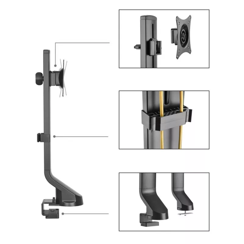 Maclean MC-853 für 1 Monitor Bildschirmhalterung Tischhalterung mit Computer Tischhalterung 17 bis 32 Zoll VESA 75x75 100x100 bis 8 kg (für 1 Bildschirm)