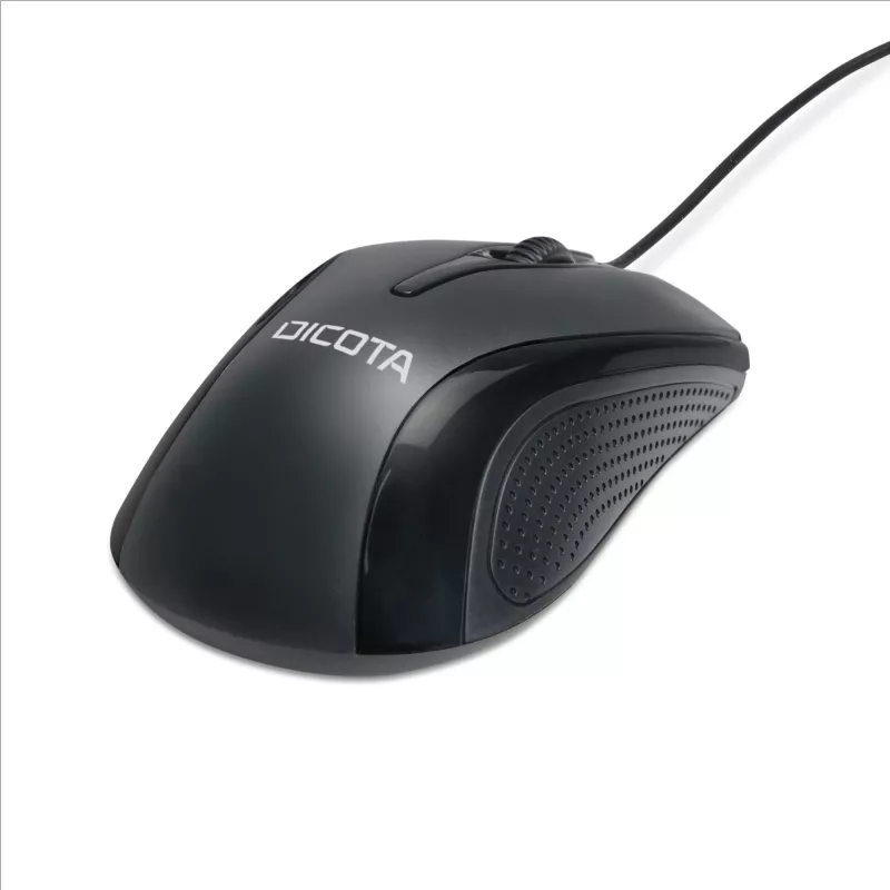 DICOTA - Maus - beidhändig - Laser - 3 Tasten - Kabelgebunden - USB - Schwarz (D32011)