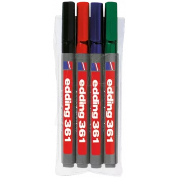 Marker Edding 361 4 Stück Faserschreiber Schwarz Blau Grün Rot