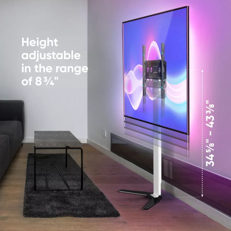 TV-Ständer/Standfuß ONKRON TS1140-W für 66–165,1 cm (26 Zoll–65 Zoll) Bildschirme, 35 kg, VESA 100x100–400x400, Höhe 880–1100 mm, weiß