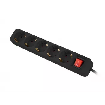 Stromverlängerungskabel Lanberg PS1-05F-0300-BK 3m 5 Steckdosen Innenbereich Schwarz