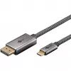 USB-Adapterkabel, USB-C-Stecker > DisplayPort-Stecker, 4K 60 Hz (schwarz/silber, 2 Meter, geflochtenes Kabel)
