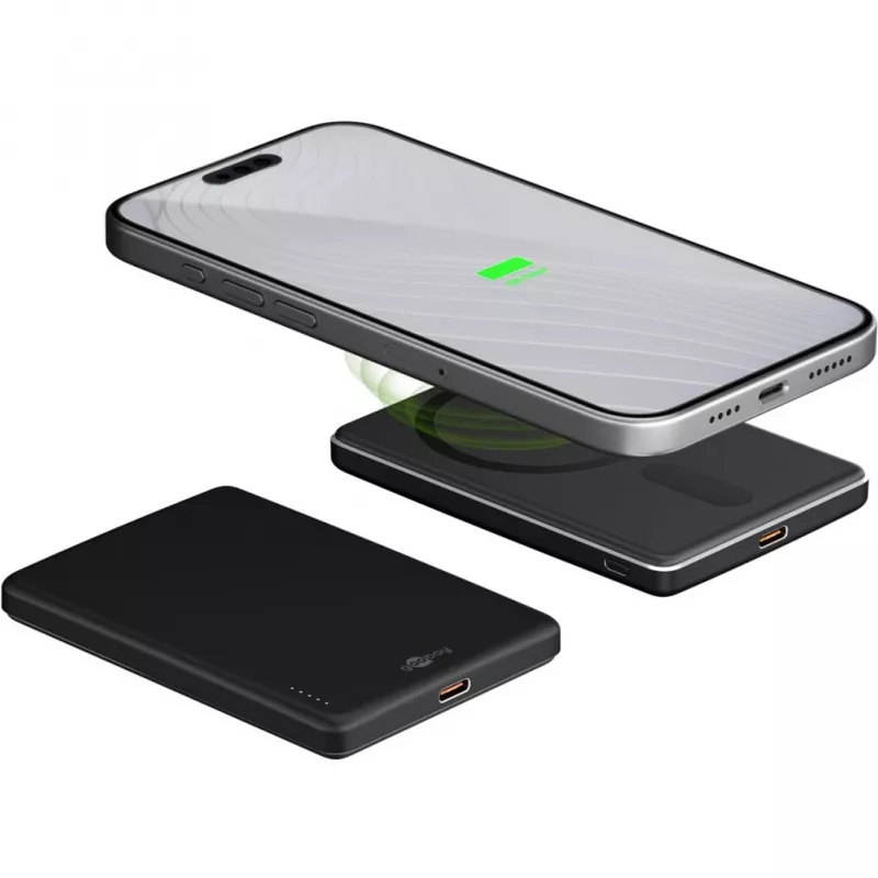 Goobay Magnetische Wireless Powerbank | 70182 | 5000 mAh | USB-C | Schwarz
