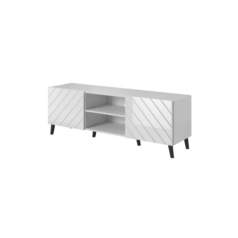 RTV-Schrank ABETO 150x42x52 weiß/weiß glänzend