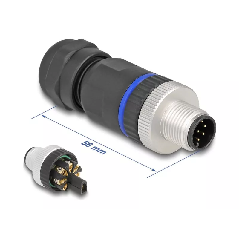 DeLOCK M12 Steckverbinder A-codiert 8-polig Stecker Schraubanschluss
