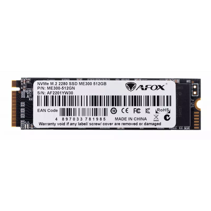 SSD M.2 AFOX ME300-512GN 512 GB PCIe NVMe TLC, Lesen 2000 MB/s, Schreiben 1600 MB/s
