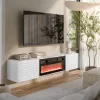 TV-Schrank Cama Meble TULA mit elektrischem Kamin, 1830×350×370 mm, weiße matte Oberseite und Rahmen