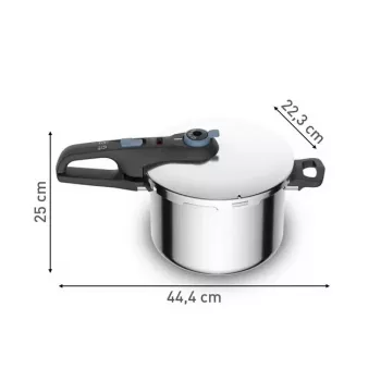 Schnellkochtopf Tefal SECURE TRENDY 6L mit Dampfeinsatz aus Edelstahl, induktionsgeeignet