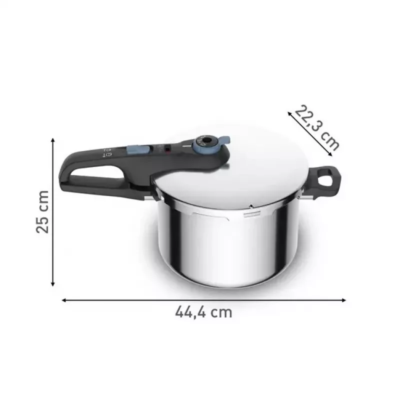 Schnellkochtopf Tefal SECURE TRENDY 6L mit Dampfeinsatz aus Edelstahl, induktionsgeeignet