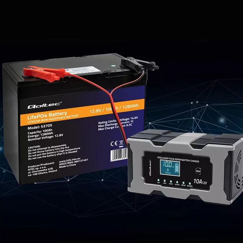 Ladegerät QOLTEC 52493 12V 10A mit Reparaturfunktion für AGM-Batterien