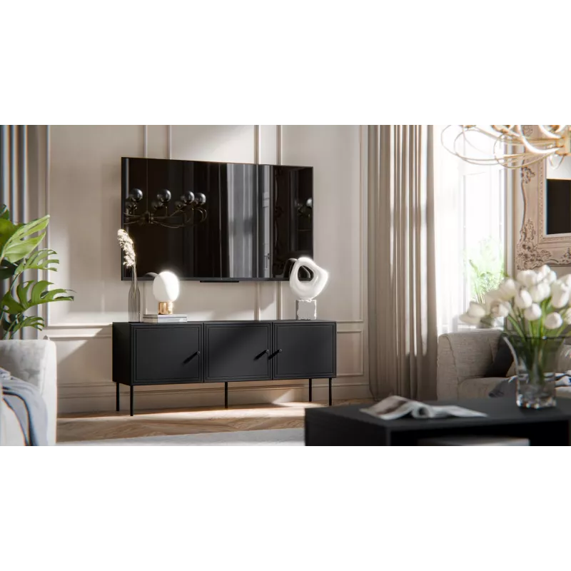 RTV 3D Schrank PALAZZO BIS 151x40x60 schwarz matt