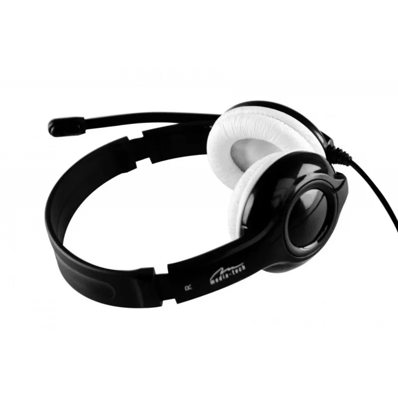 Kopfhörer MEDIA-TECH MT3573 kabelgebunden binaural faltbar mit Bügelmikrofon, 1,9-m-Kabel, USB, Schwarz