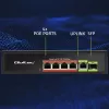 Ethernet PoE Switch QOLTEC 52296 — 4x RJ45 PoE-Ports, 1x RJ45 Uplink