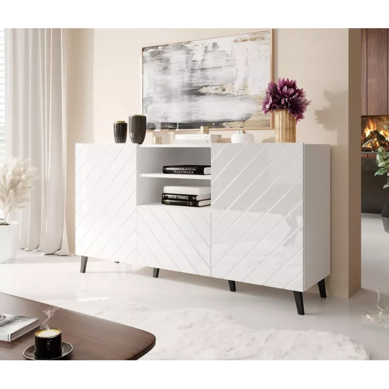 ABETO Kommode 150x42x82 weiß glänzend