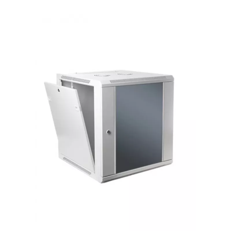 Netzwerk-Wandschrank SOMI Networks 22U 19 Zoll mit 45 cm Tiefe, Frontglastür, grau