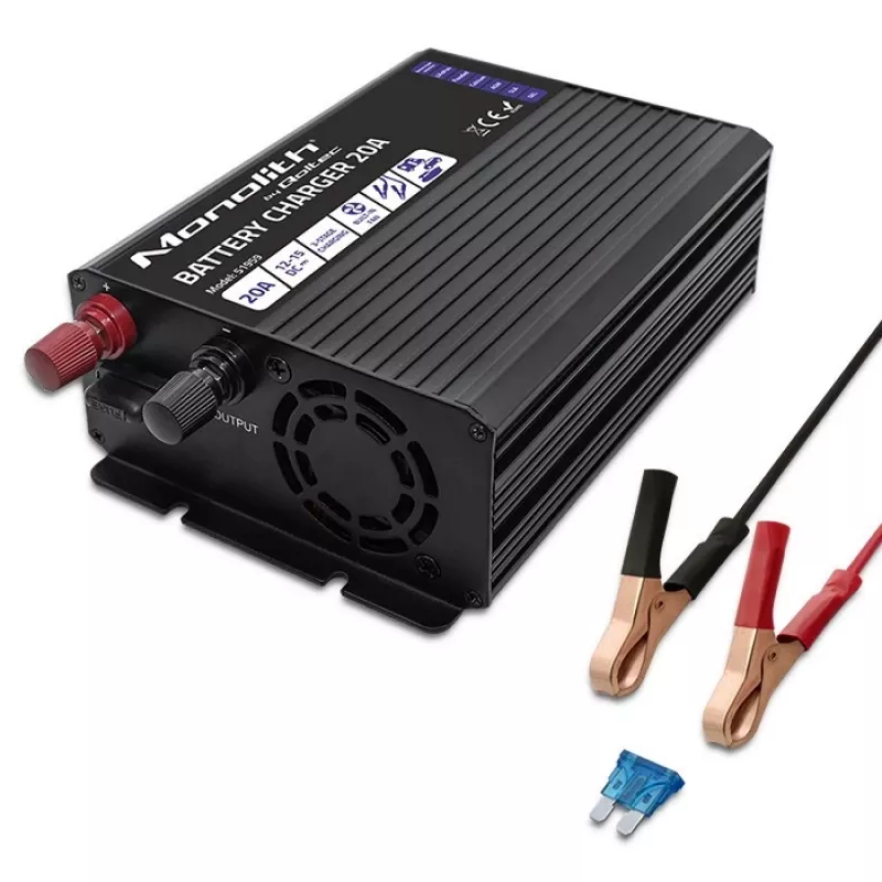 Ladegerät QOLTEC Monolith 20 A 12 V für LiFePO4-, AGM-, GEL-, SLA-Batterien
