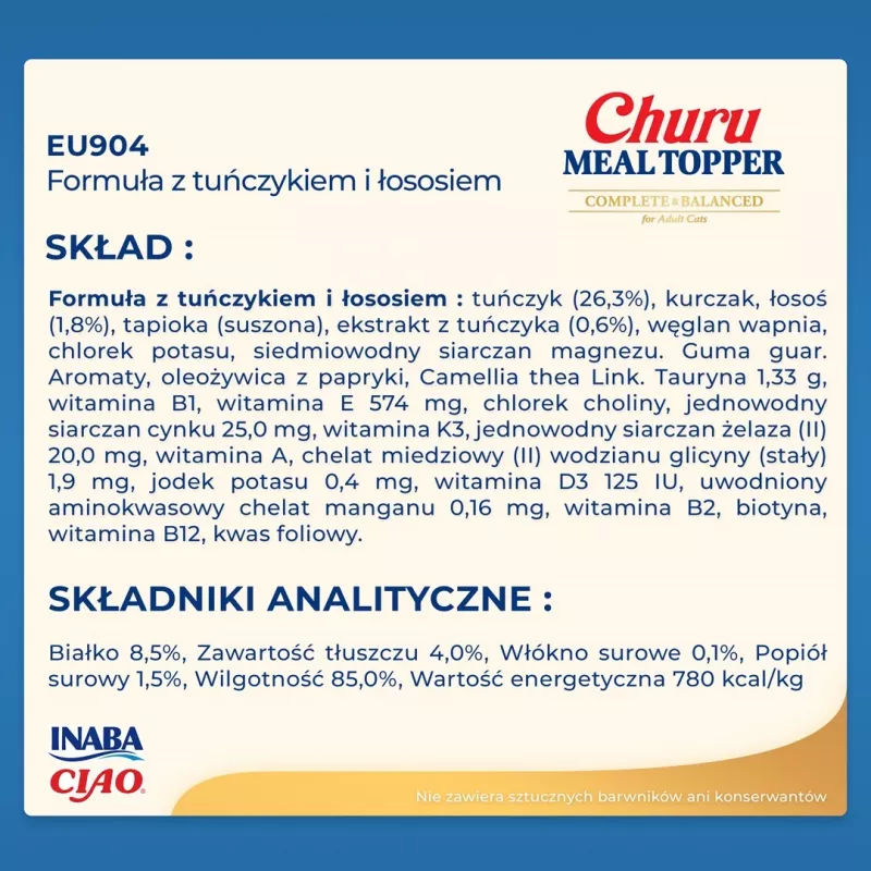 INABA Churu Meal Topper Katzensnacks, Thunfisch mit Lachs, 4 x 14 g