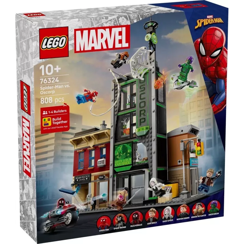 LEGO Marvel Set 76324 Spider-Man vs. Oscorp, 808 Teile, 8 Minifiguren, ab 10 Jahren