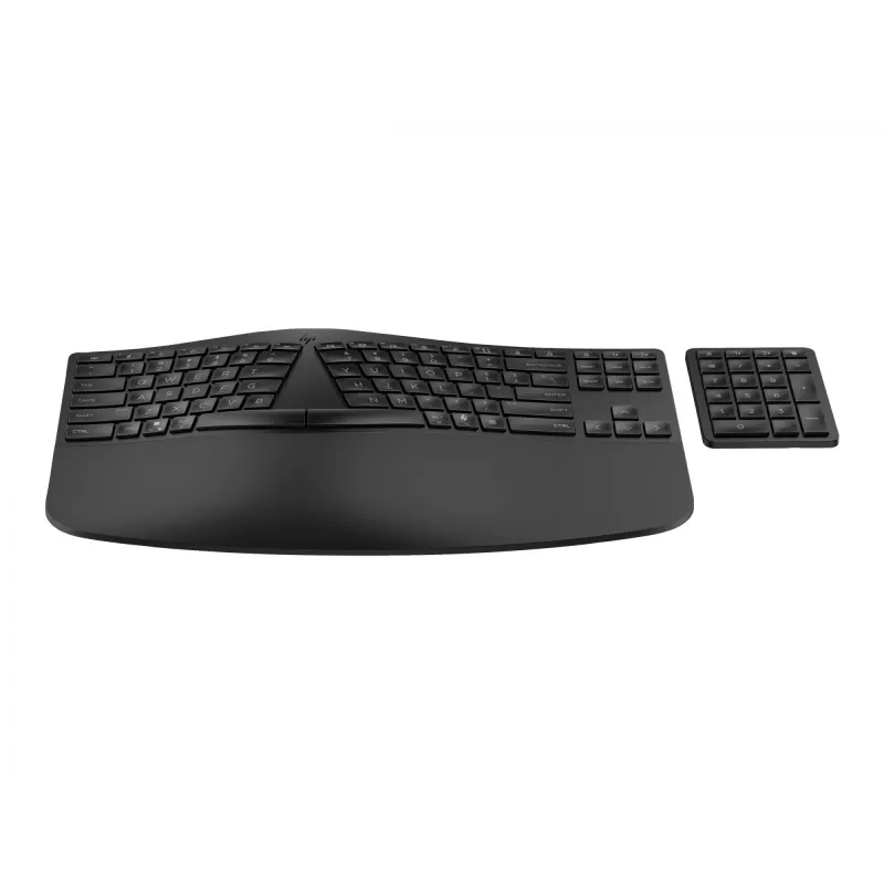 HP 960 Ergonomische kabellose Tastatur, Vollformat (100%), kabellos, RF Wireless + Bluetooth, Membran, Schwarz