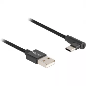 DeLOCK USB 2.0-Kabel Typ-A Stecker auf USB Typ-C Stecker abgewinkelt 2 m schwarz