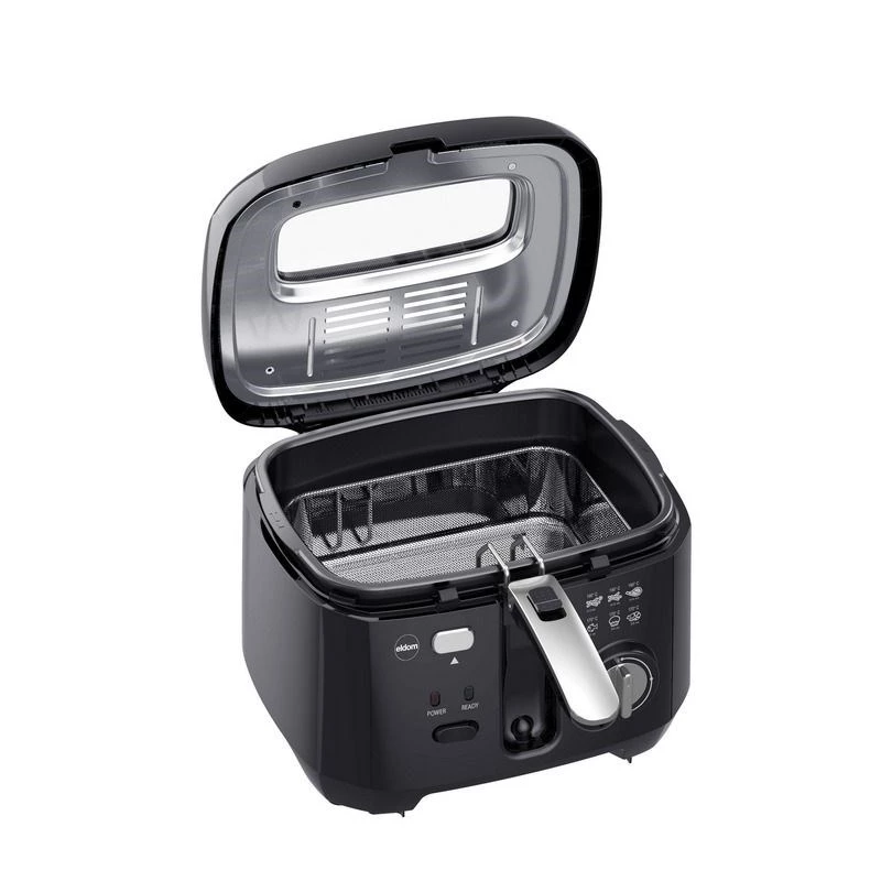 ELDOM Fryer FREET, 2,5 L, 400 g Pommes, Temperaturregler, herausnehmbarer Öltank, Schwarz