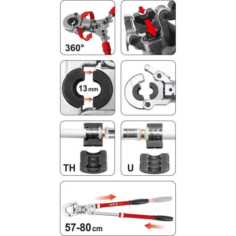Yato PEX-AL-PEX Crimpzange manuelle Crimpzange mit 8 Backen Satz