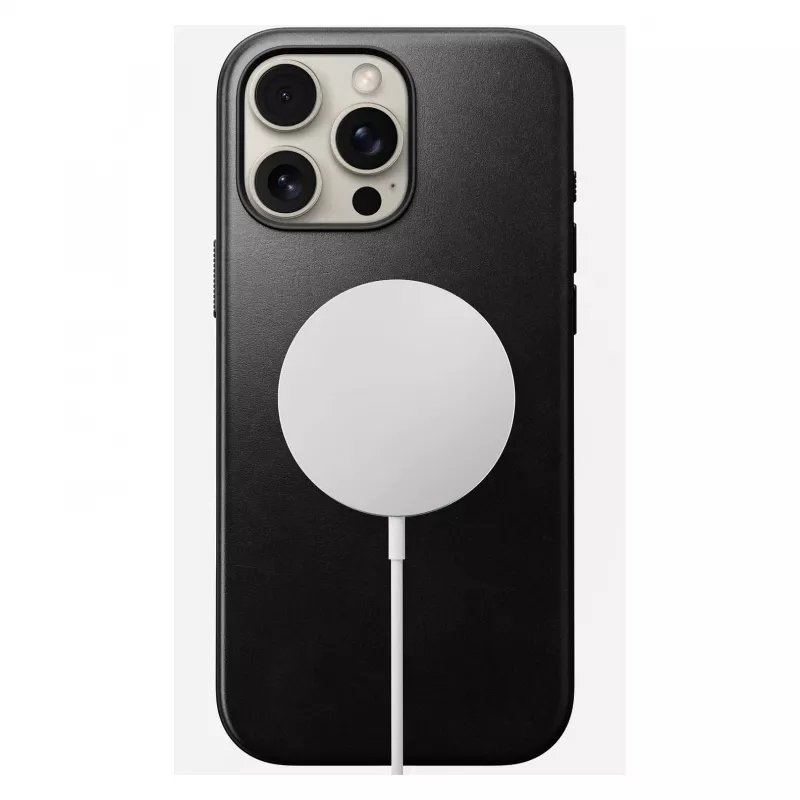 Handyhülle Nomad Modern Leather Case für iPhone 16 Pro Max, 6,9 Zoll (17,5 cm), schwarz, Leder+PC+TPU