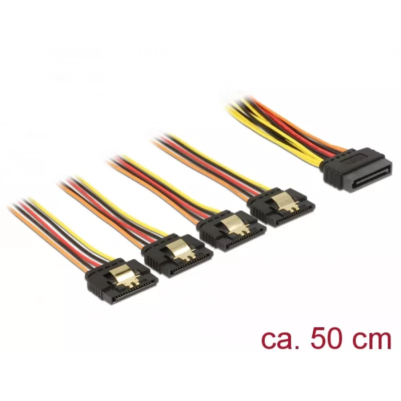SATA-Kabel DeLOCK 60158 0,5m SATA 15-Pin 4 x SATA 15-Pin Mehrfarbig