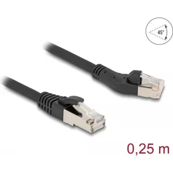 Netzwerkkabel DeLOCK RJ45 Cat.8.1 45° links abgewinkelt 0,25 m Schwarz