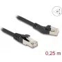 Netzwerkkabel DeLOCK RJ45 Cat.8.1 45° links abgewinkelt 0,25 m Schwarz