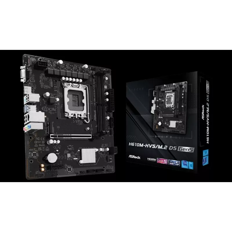 Motherboard ASRock H610M-HVS/M.2 D5 GEN5 – LGA1700, DDR5, PCIe 5.0, mATX