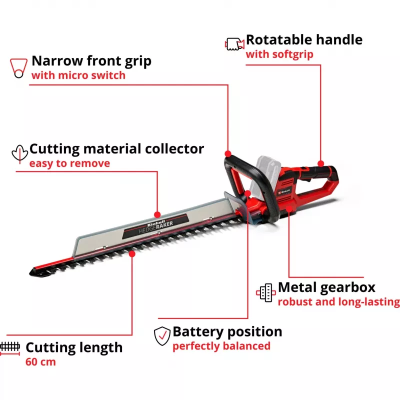 Power X-Change Akku-Heckenschere GE-CH 18/60 Li-Solo, 18 Volt (rot/schwarz, ohne Akku und Ladegerät)
