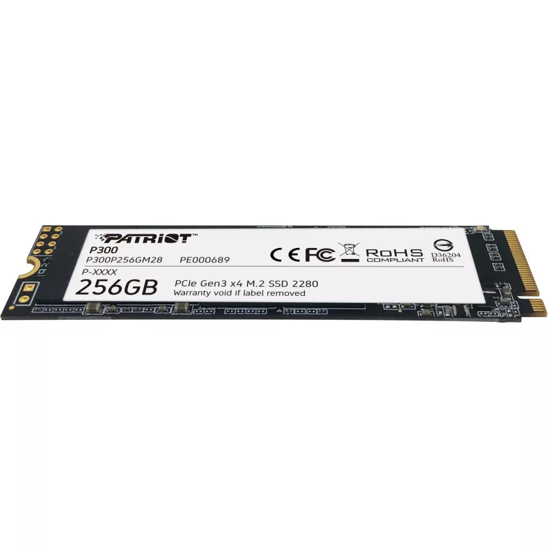 M.2 NVMe SSD PATRIOT P300 256GB — M.2 2280, Lesen 1700 MB/s, Schreiben 1100 MB/s