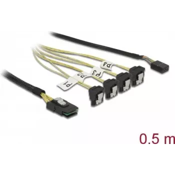 Mini SAS SFF-8087 auf 4x SATA 7-Pin abgewinkeltes Kabel 0,5 m DeLOCK 85683