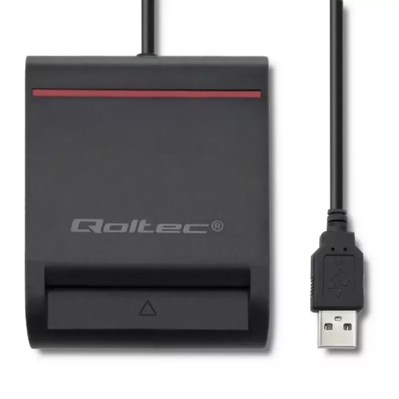 ID-Kartenleser QOLTEC Smart-Chip-ID-Kartenleser — USB, schwarz, 84,5×65×16 mm, 63 g