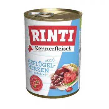 Nassfutter RINTI Kennerfleisch Herz Geflügel Adult 400 g, Alleinfuttermittel, 11% Protein, 8% Fett