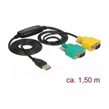 Serielles Kabel DeLOCK 63466 USB Typ-A DB-9 1,5 m Schwarz Grün Gelb