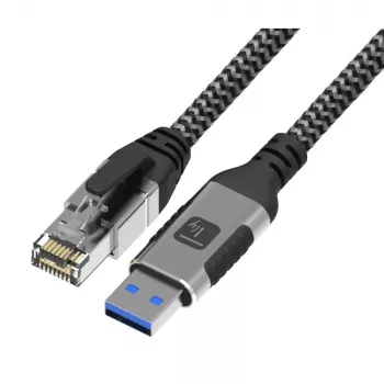 Techly ICOC U3A-RJ45-010 Netzwerkkabel Schwarz, Silber 1 m Cat6 F/UTP (FTP)